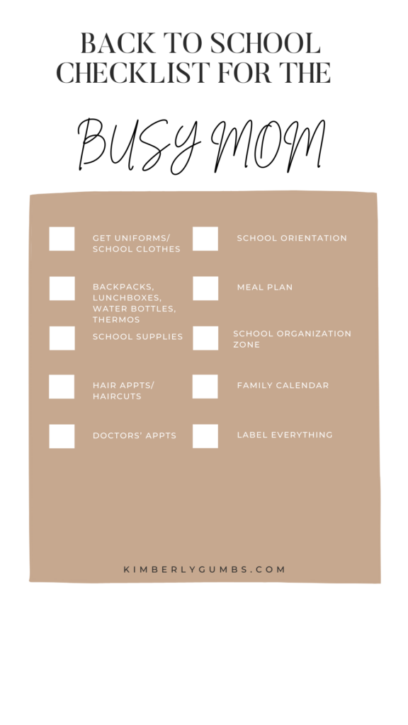 BACK TO SCHOOL CHECKLIST FOR THE BUSY MOM